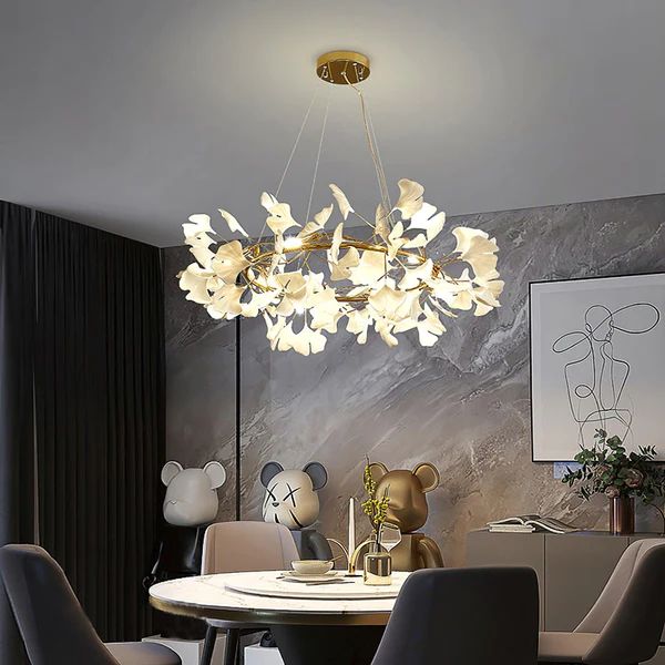 JC Ginkgo Ceramic Circle Chandelier