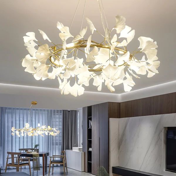 JC Ginkgo Ceramic Circle Chandelier