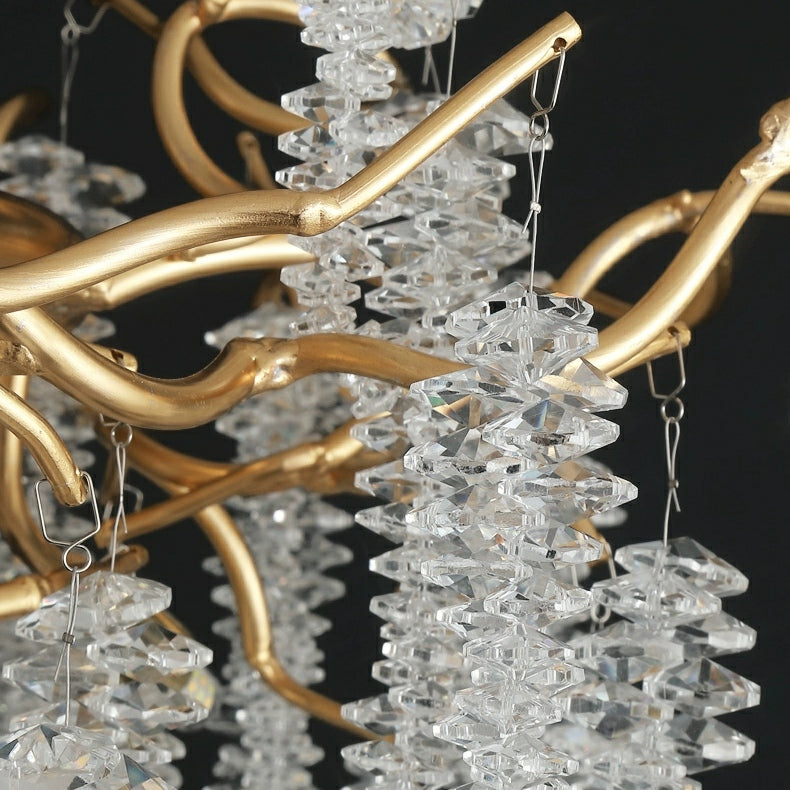 Elegant Crystal Icicle Chandelier in Branch Style for Dining Table Use