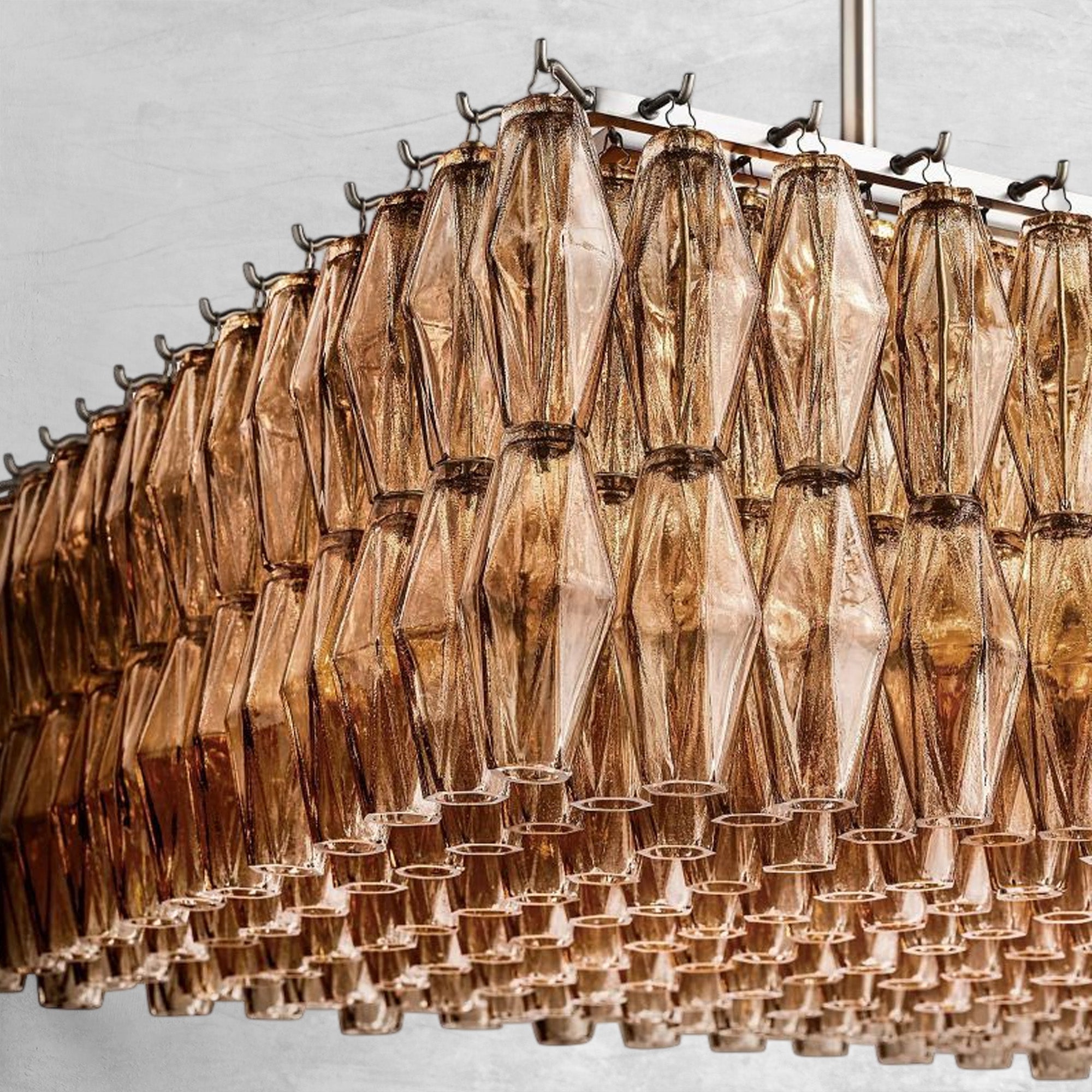 Chiaravalle Glass Rectangular Chandelier 74"