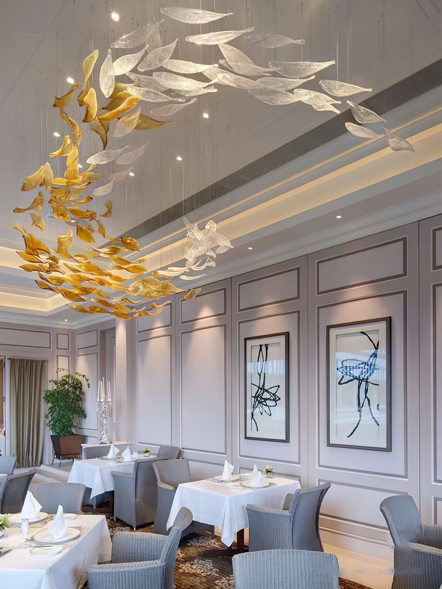 Galaxy Swaying Leaves Meteor Shower Crystal Spiral Chandelier