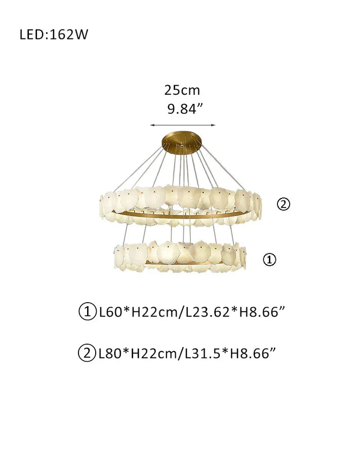 Irregular Alabaster Multi-Layered Round Chandelier