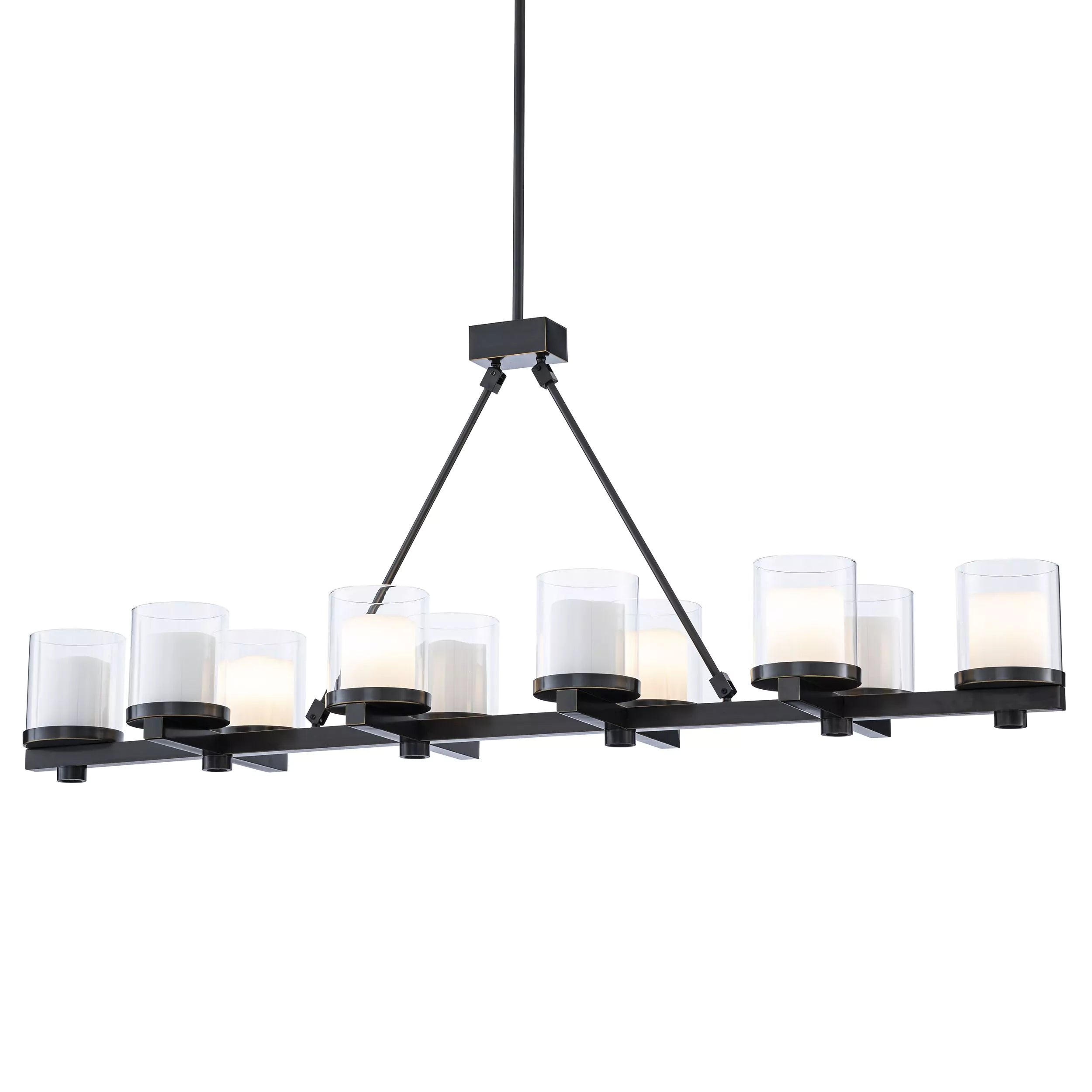 Sublime Modern Brass Chandelier (Antique Brass/Bronze Finish/Clear Glass)