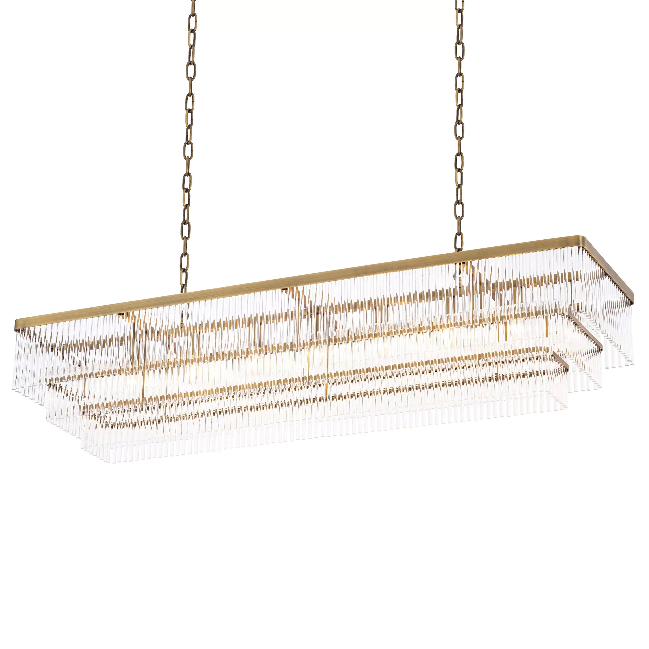 Thibaud Rectangle Modern Brass Glass Chandelier