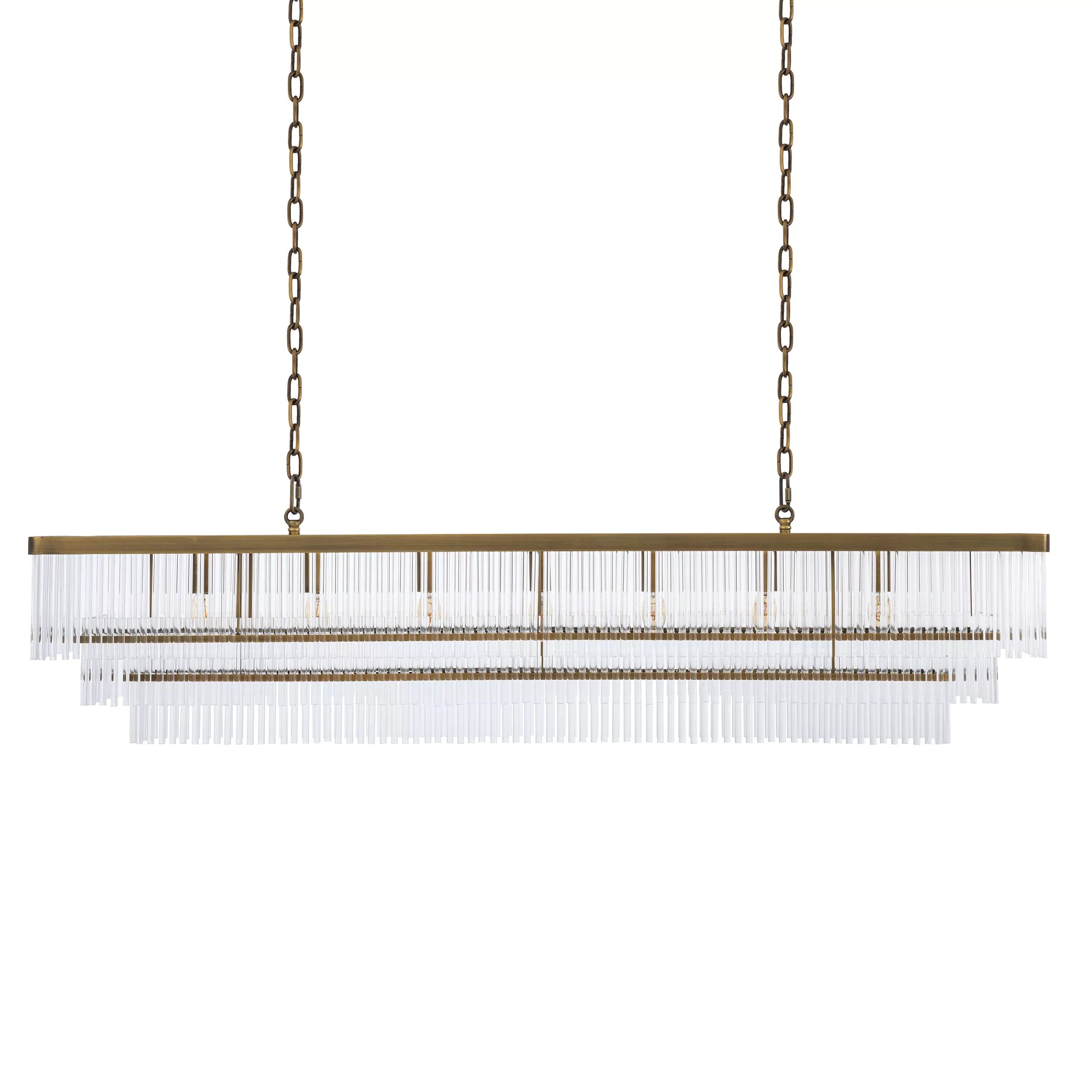 Thibaud Rectangle Modern Brass Glass Chandelier