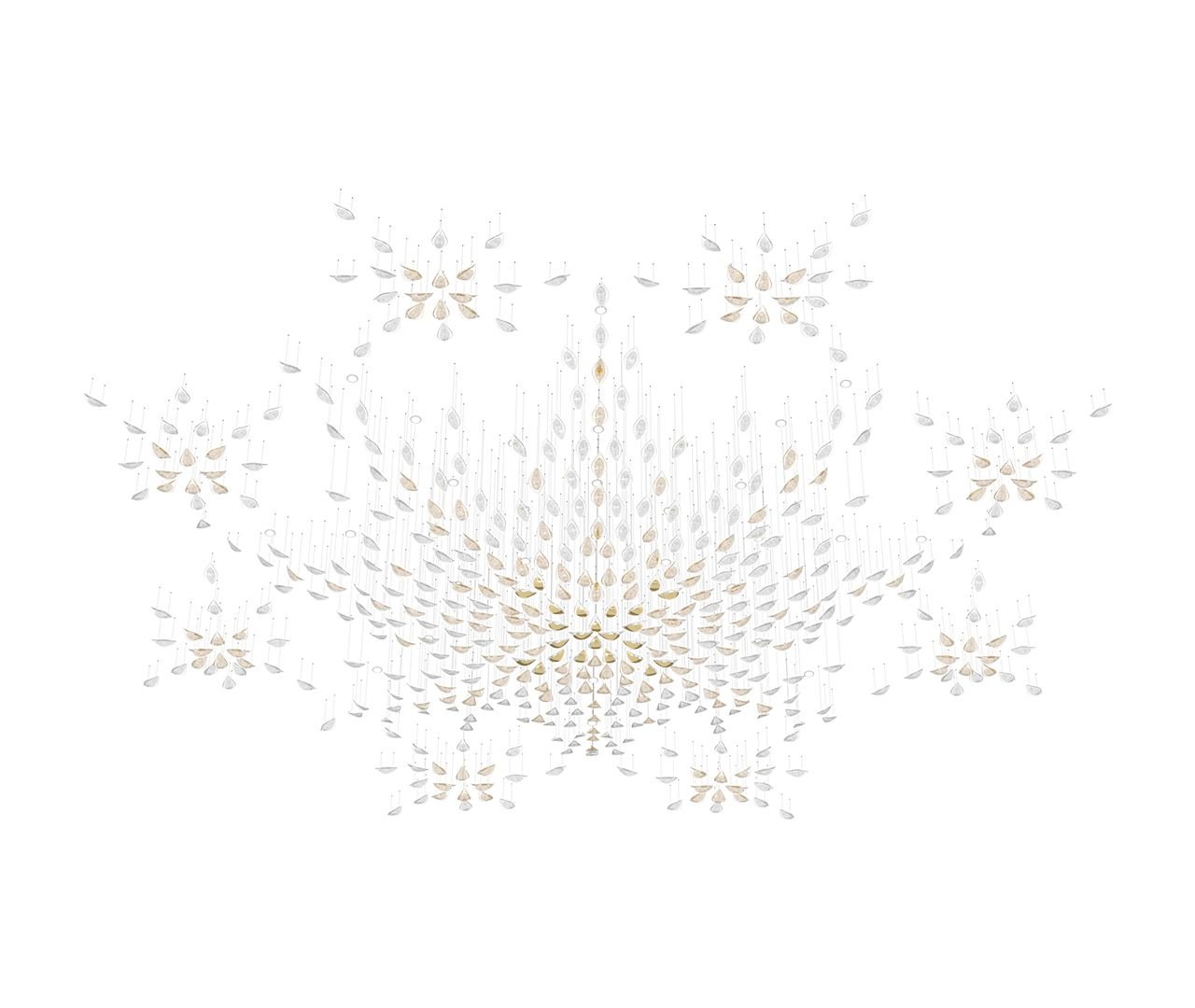 Floating Leaves Meteor Shower Crystal Spiral Chandelier