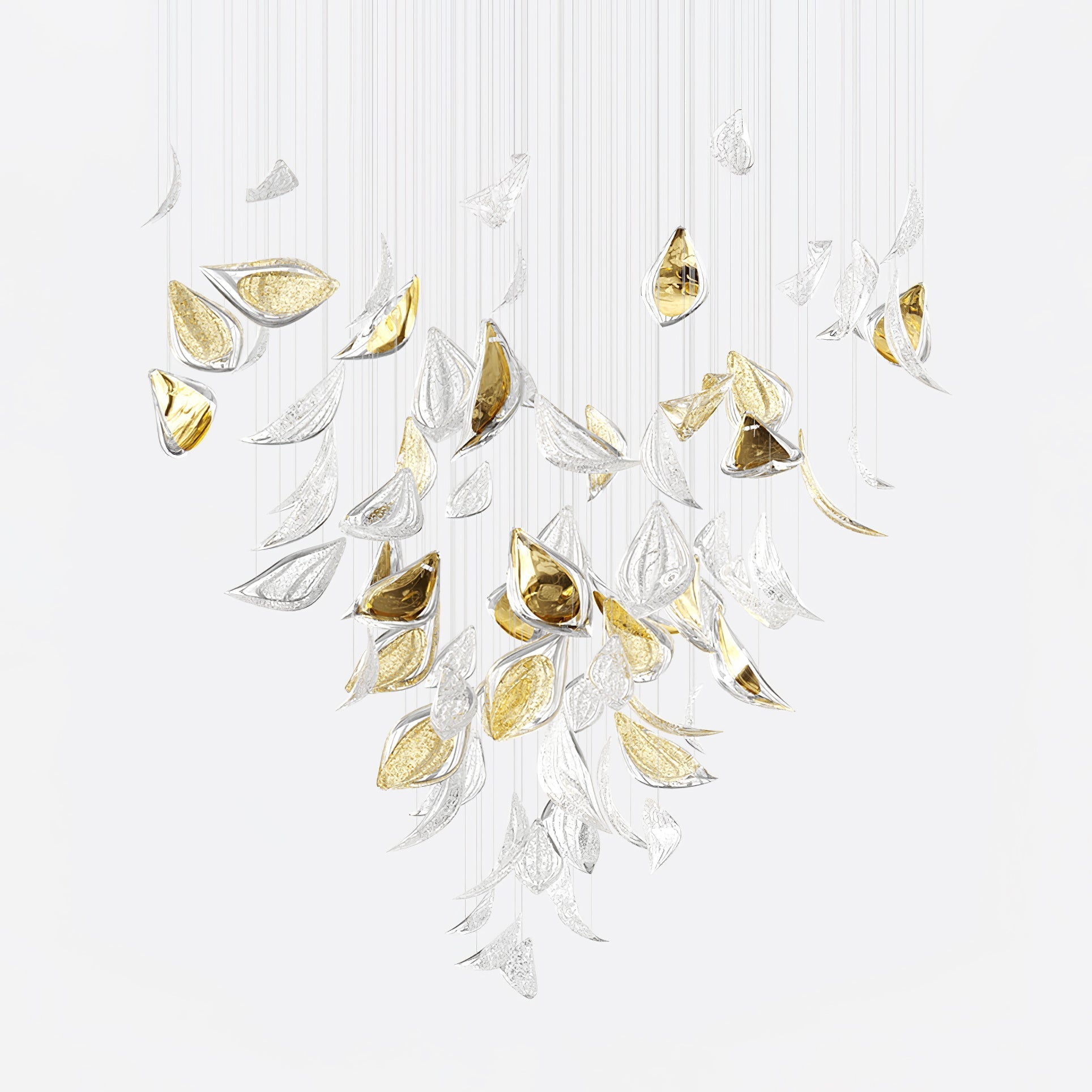 Floating Leaves Meteor Shower Crystal Spiral Chandelier