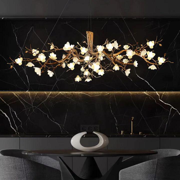 Flower Bloom Branch Brass Chandelier