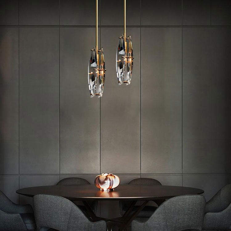 Corin Modern Faceted Smoke Crystal Pendant Light
