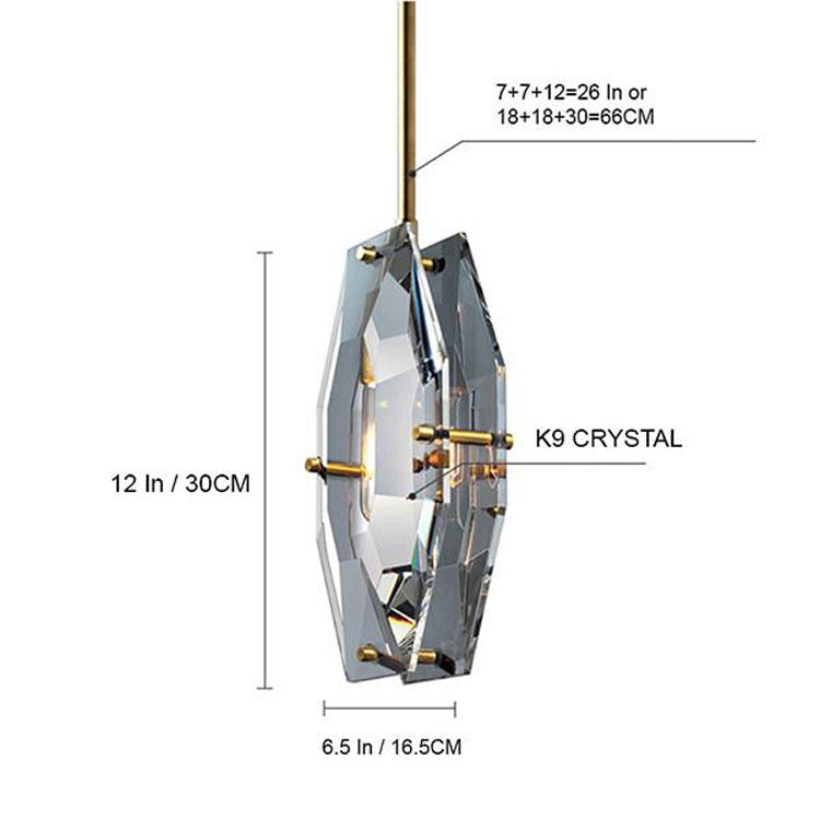 Corin Modern Faceted Smoke Crystal Pendant Light