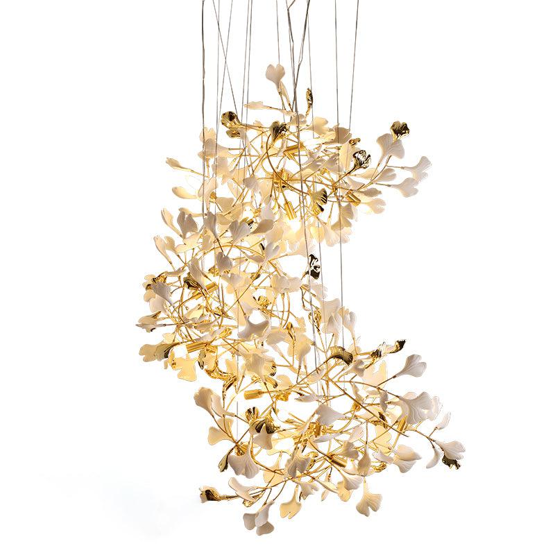 Ceramic Ginkgo Staircase  Long Branch Chandelier - jchandelier