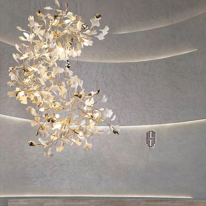 Ceramic Ginkgo Staircase  Long Branch Chandelier - jchandelier