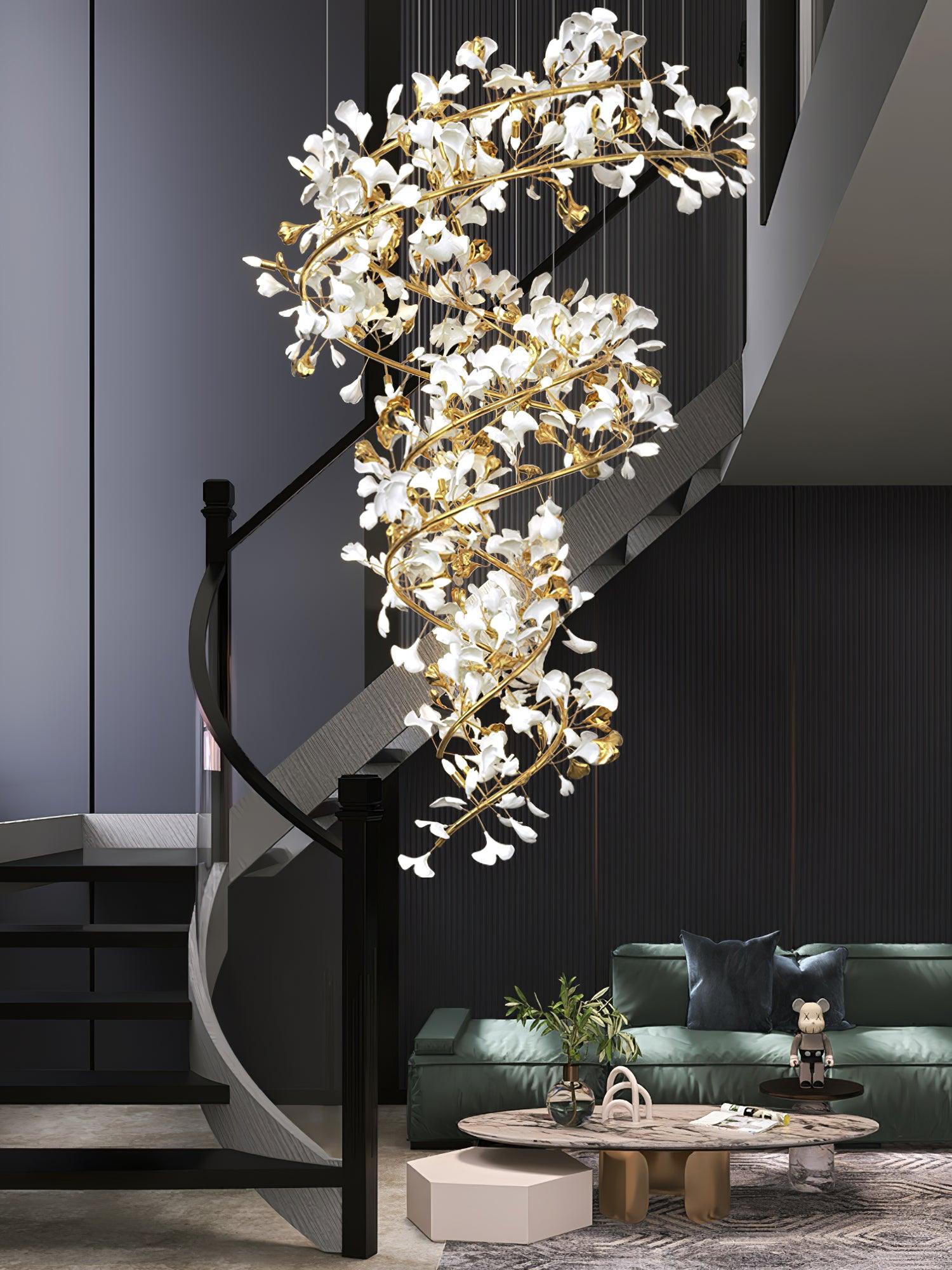 Gingko Ceramic Branch Chandelier Q
