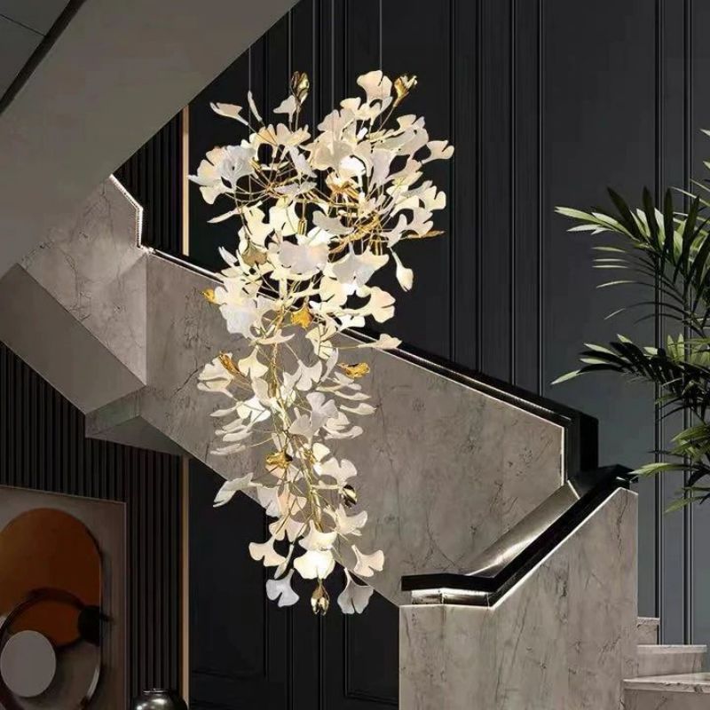 JC Ginkgo Ceramic Chandelier Double S