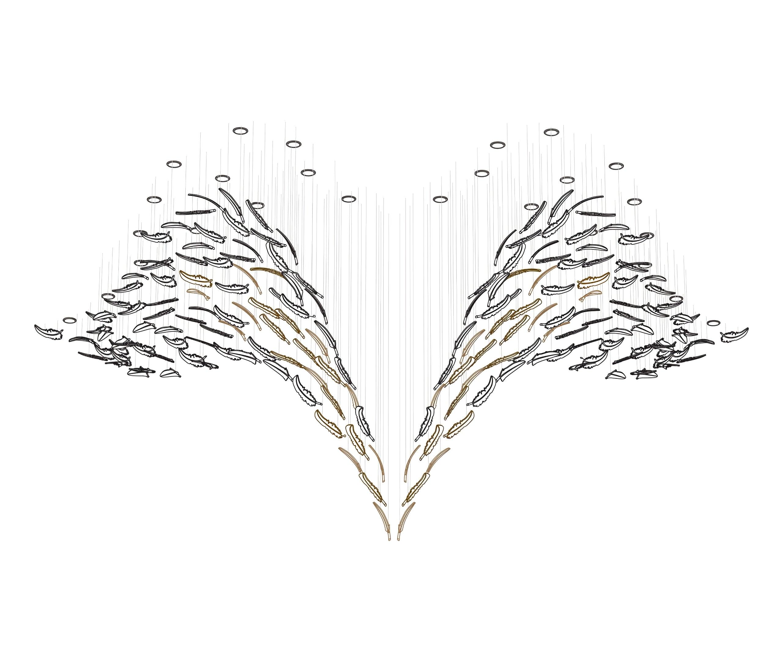 Galaxy Glass Feathers Flying Chandelier