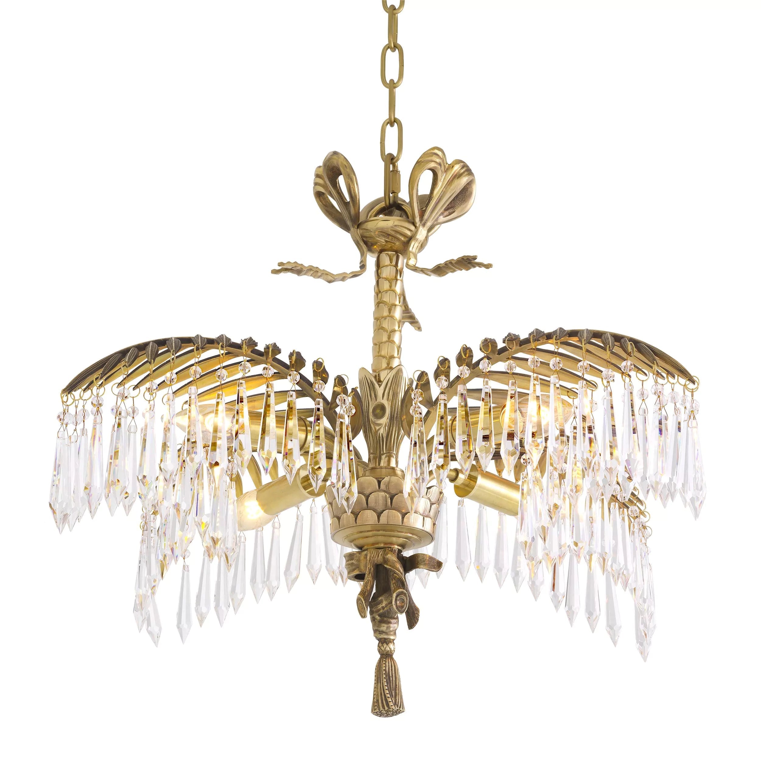 Ethereal S/L Modern Brass Chandelier Antique Brass/Glass)  (Ex-Display)