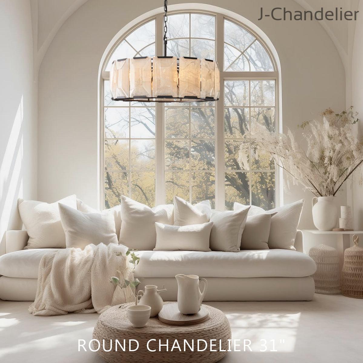 Harlew Calcite Round Chandelier 31"