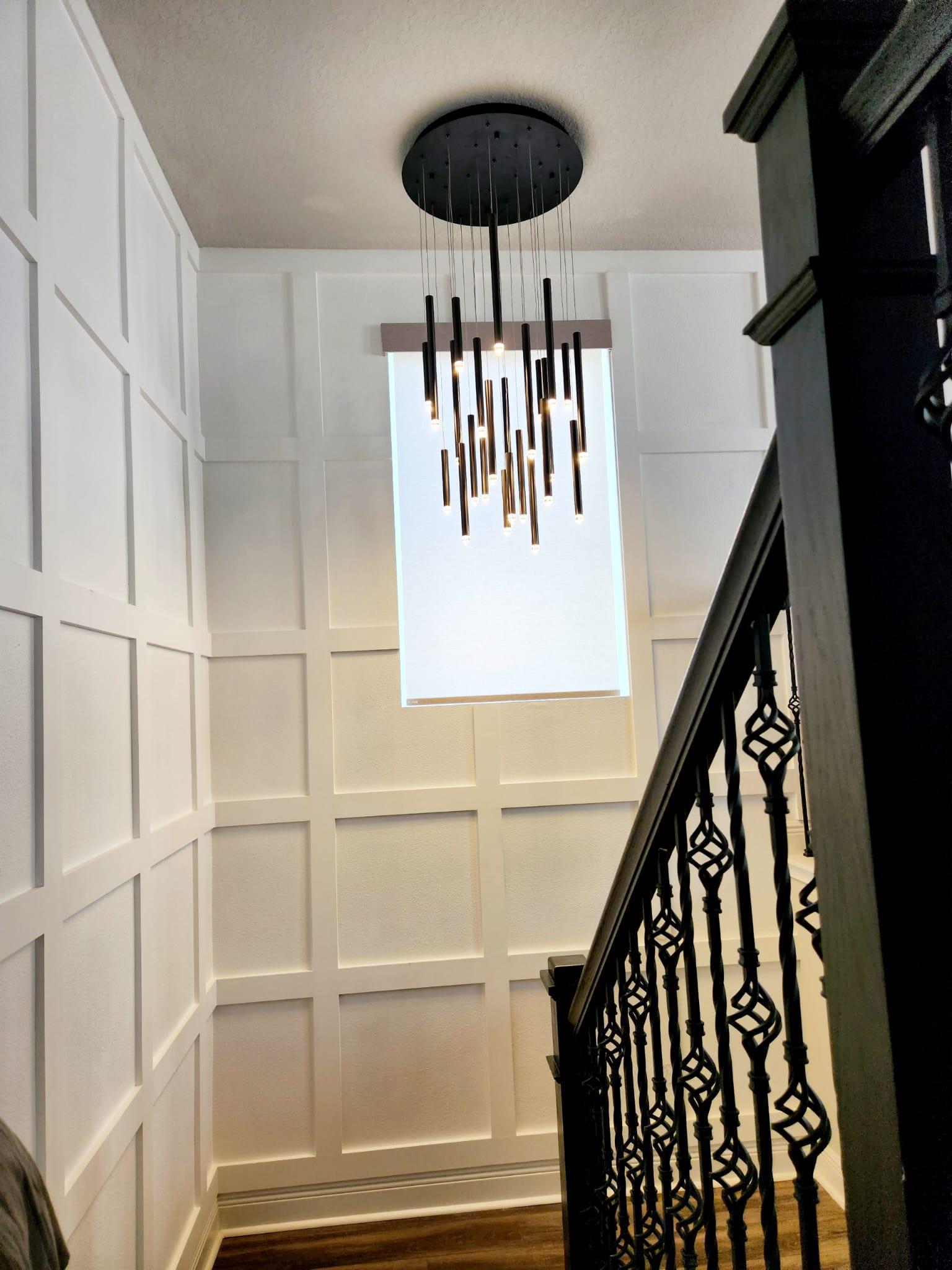 Bellini Round Metal Tubular Pendant Light Chandelier