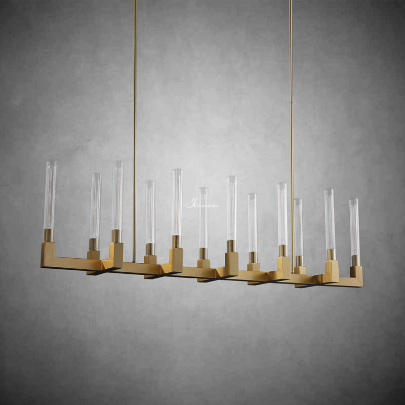 Cannel Glass Linear Chandelier 67"