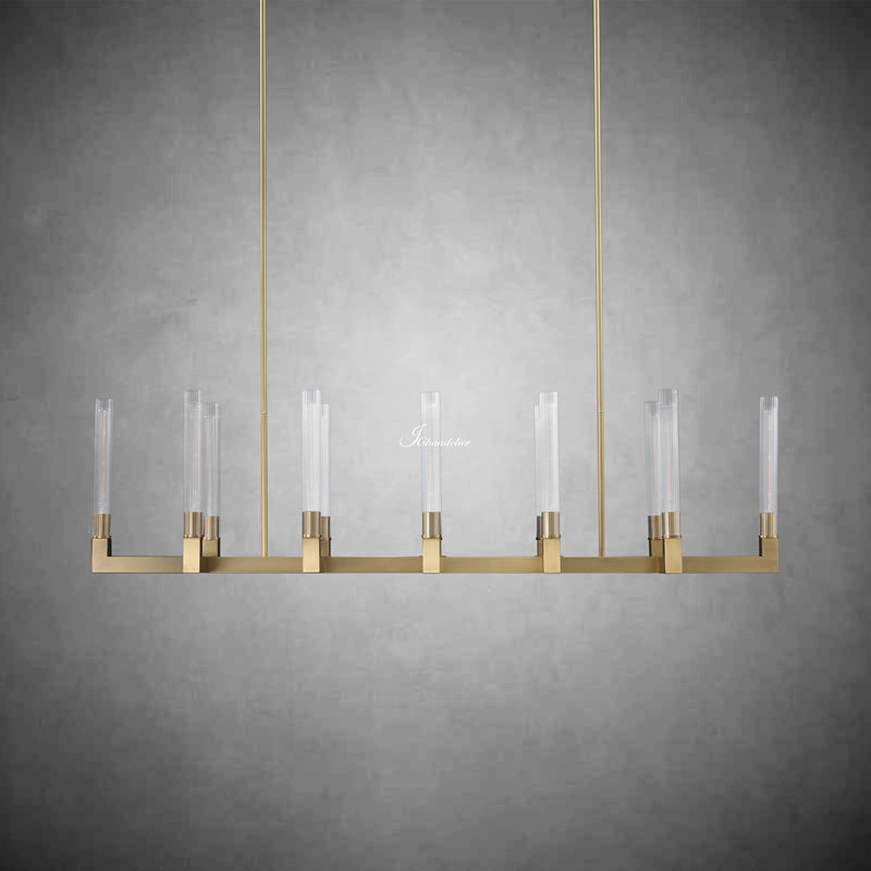 Cannel Glass Linear Chandelier 55"