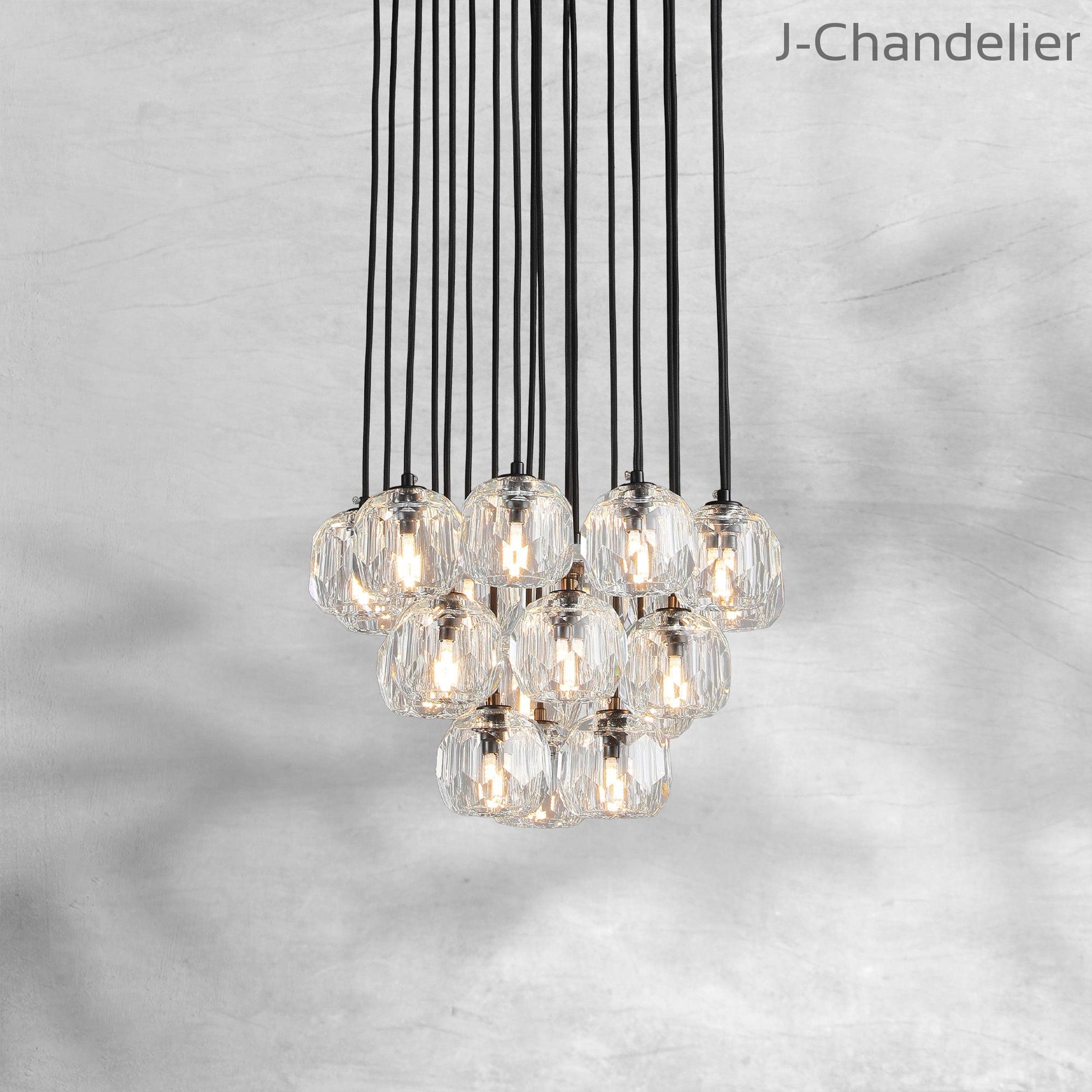 Bille De Crystal Cluster Round Chandelier 14"19"24"30"40"