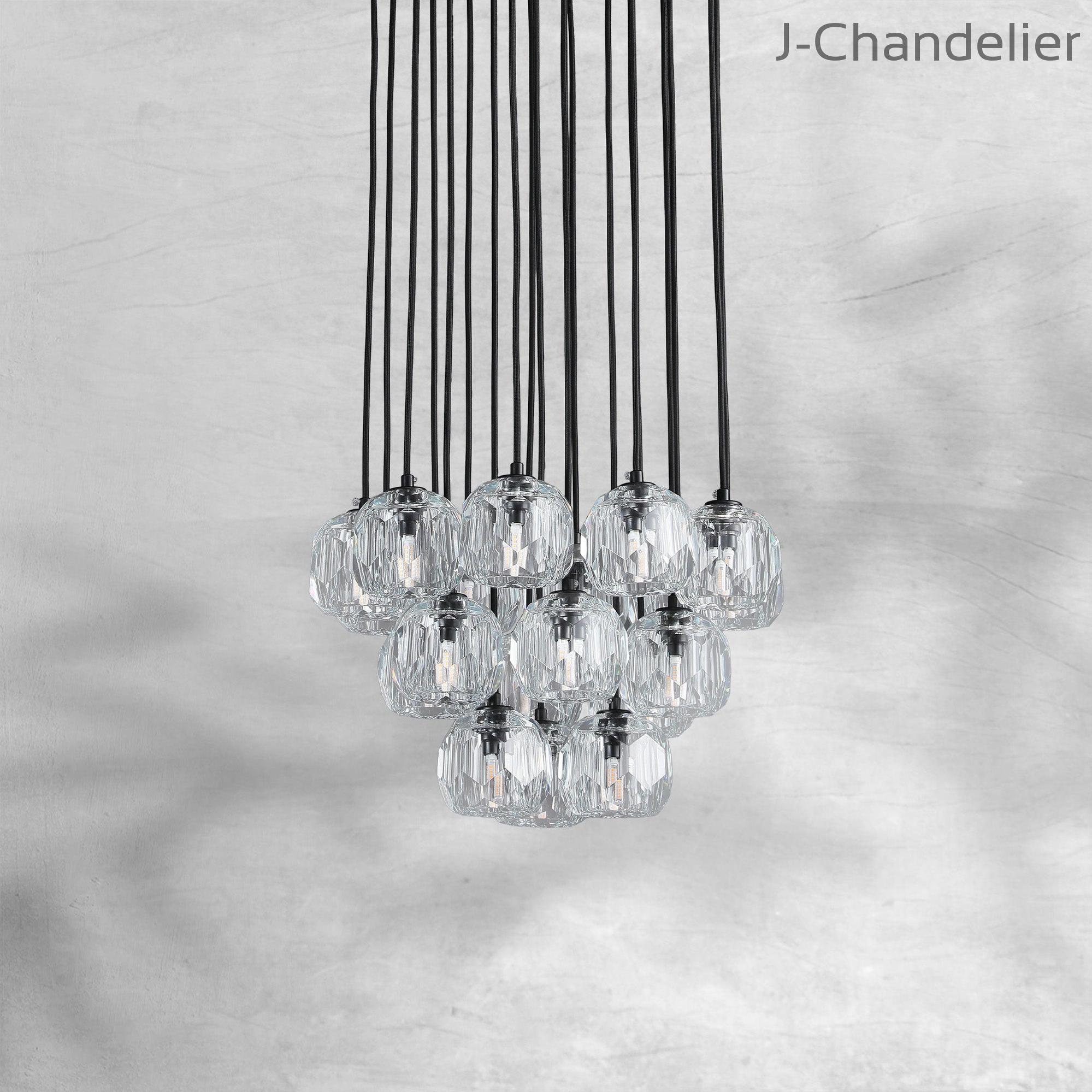 Bille De Crystal Cluster Round Chandelier 14"19"24"30"40"