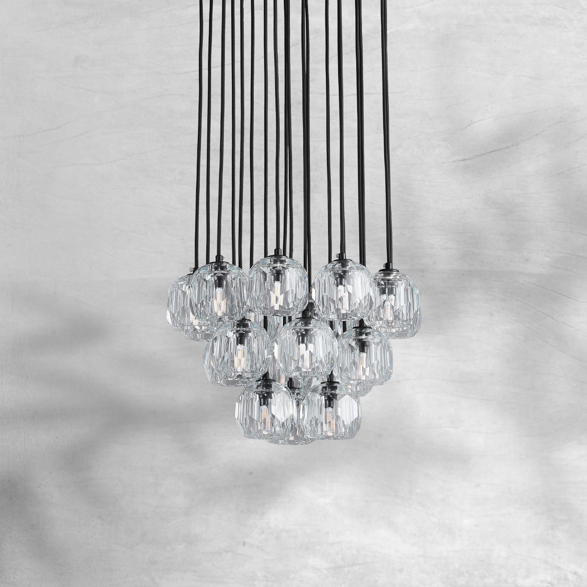 Bille De Crystal Cluster Round Chandelier 14"19"24"30"40"