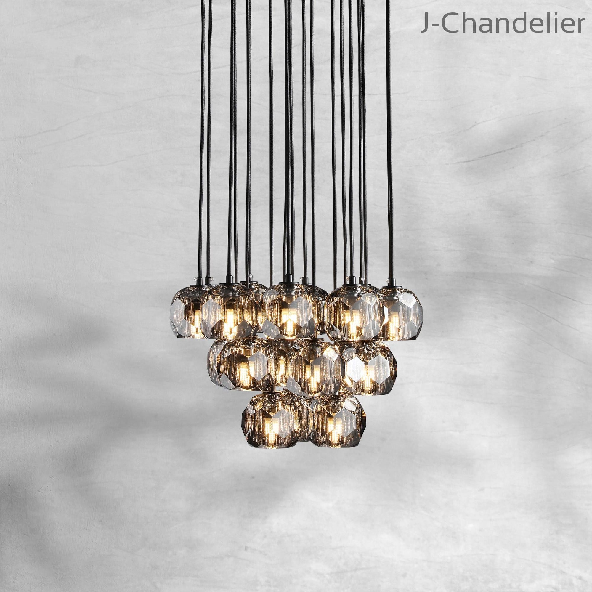 Bille De Crystal Cluster Round Chandelier 14"19"24"30"40"