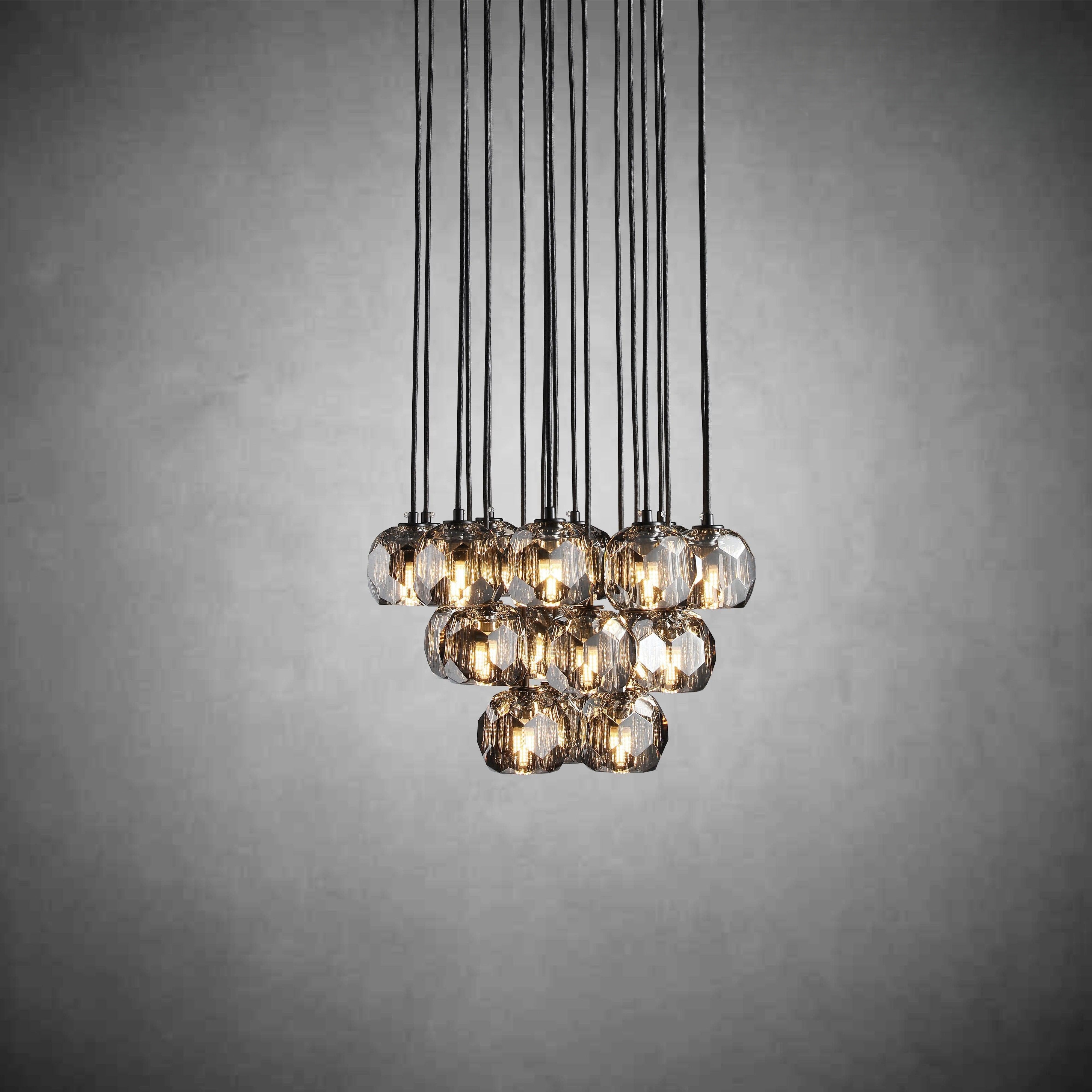 Bille De Crystal Cluster Round Chandelier 14"19"24"30"40"