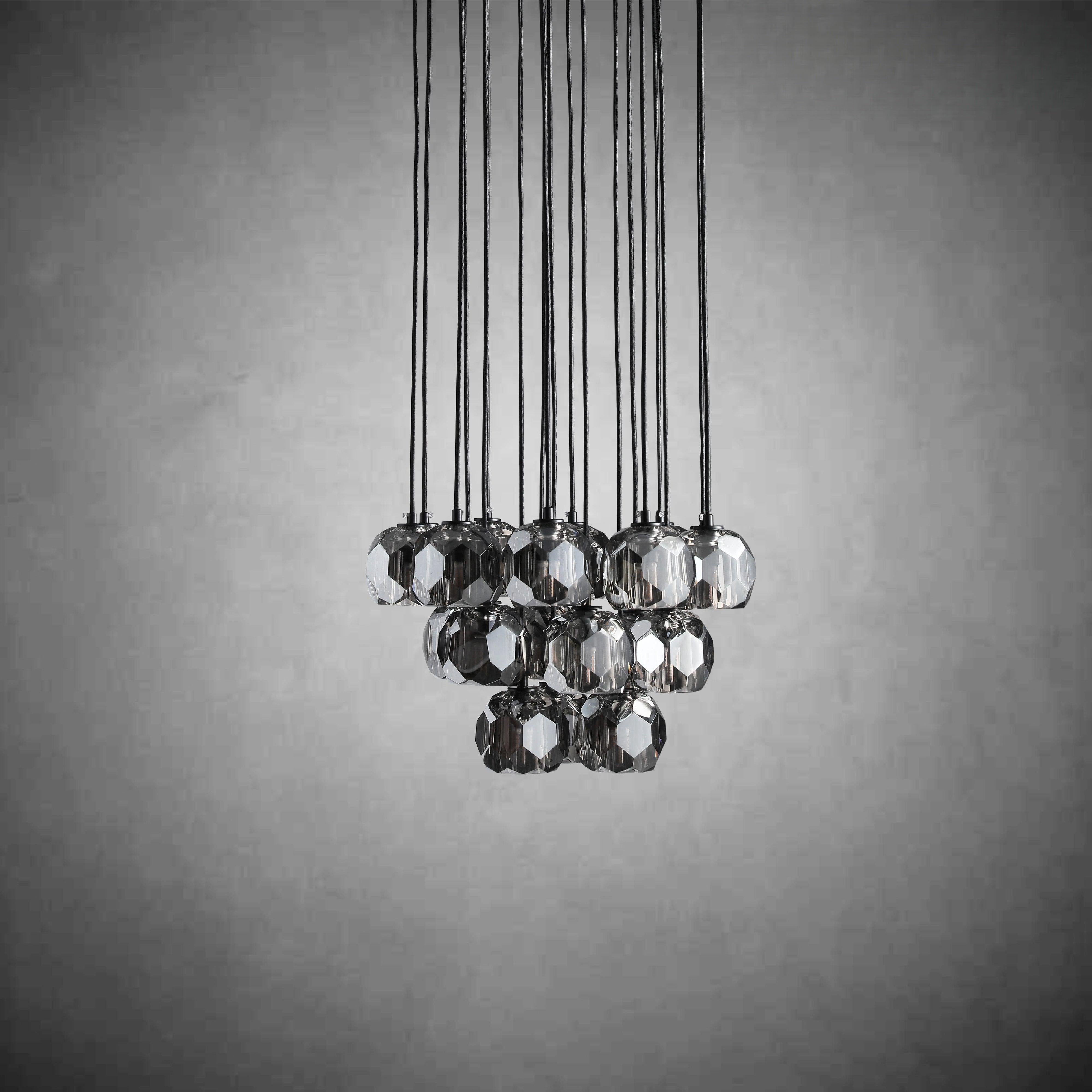Bille De Crystal Cluster Round Chandelier 14"19"24"30"40"