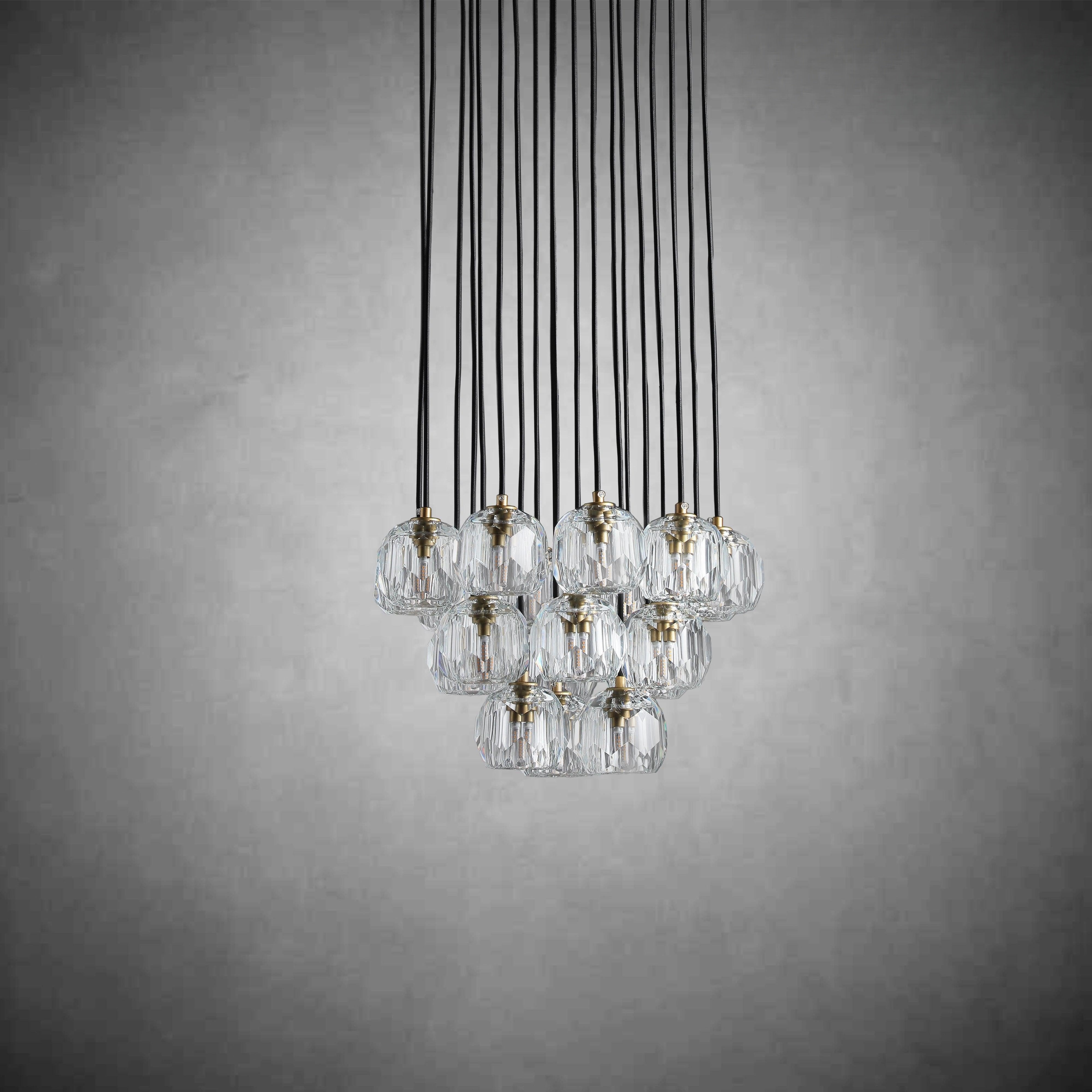 Bille De Crystal Cluster Round Chandelier 14"19"24"30"40"
