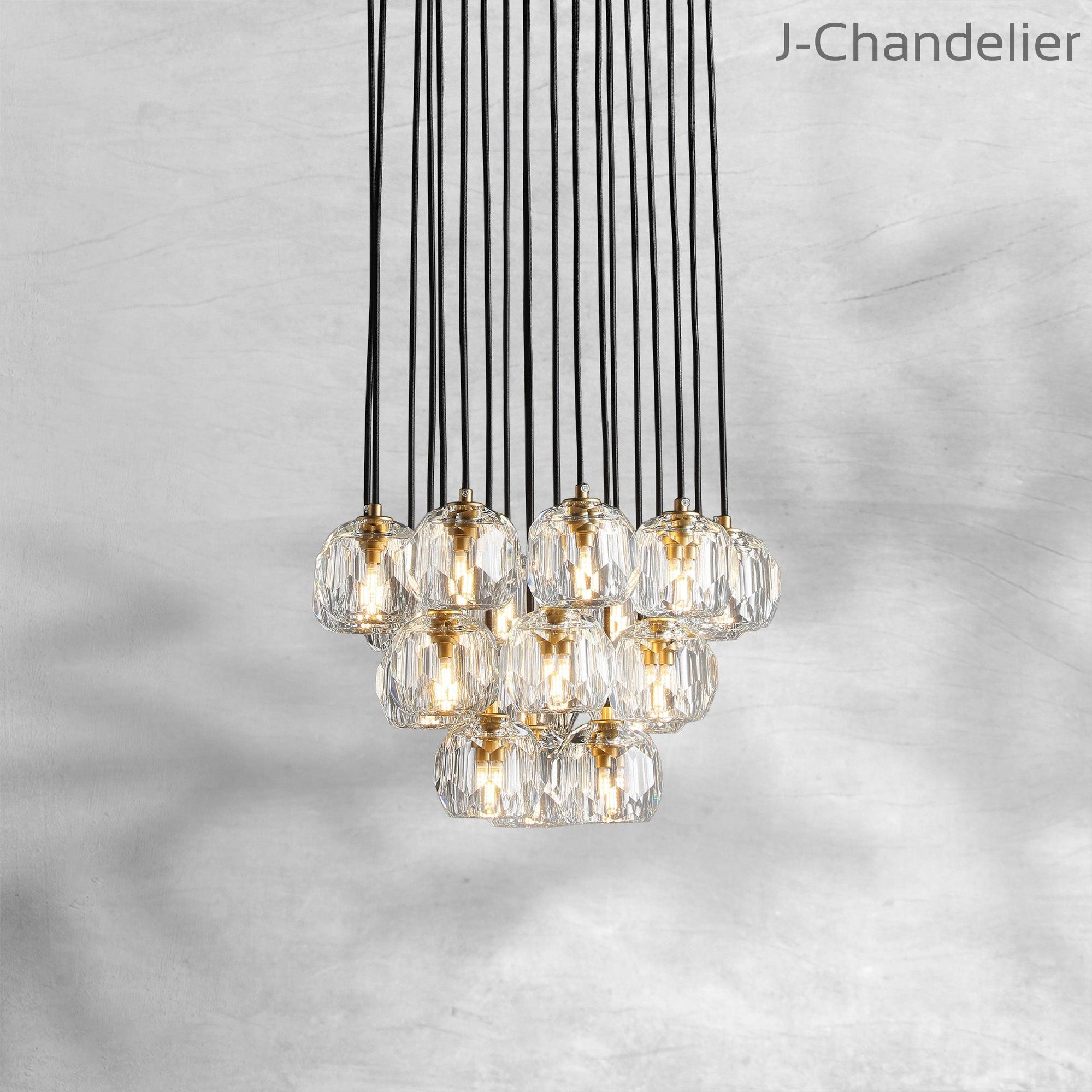 Bille De Crystal Cluster Round Chandelier 14"19"24"30"40"