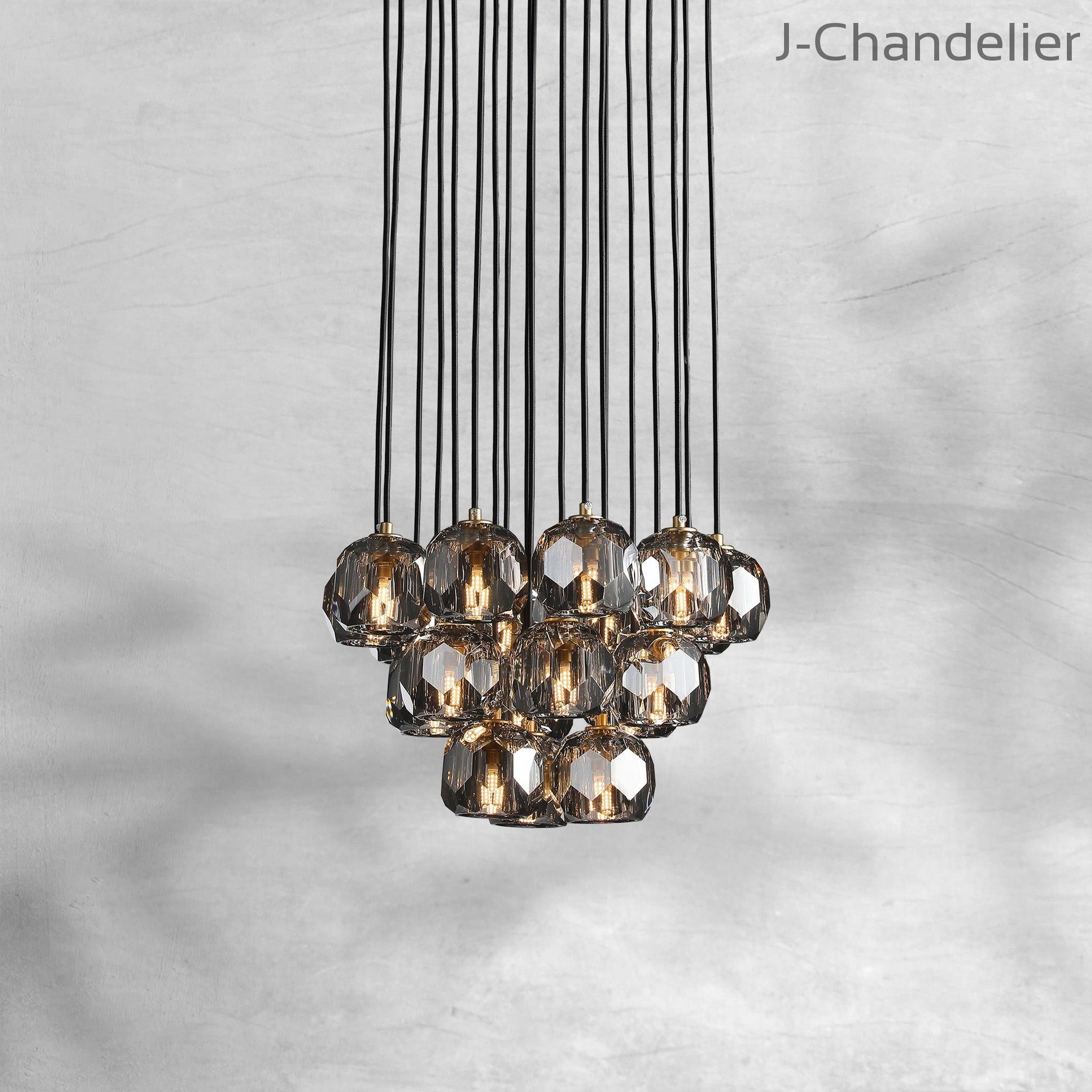 Bille De Crystal Cluster Round Chandelier 14"19"24"30"40"