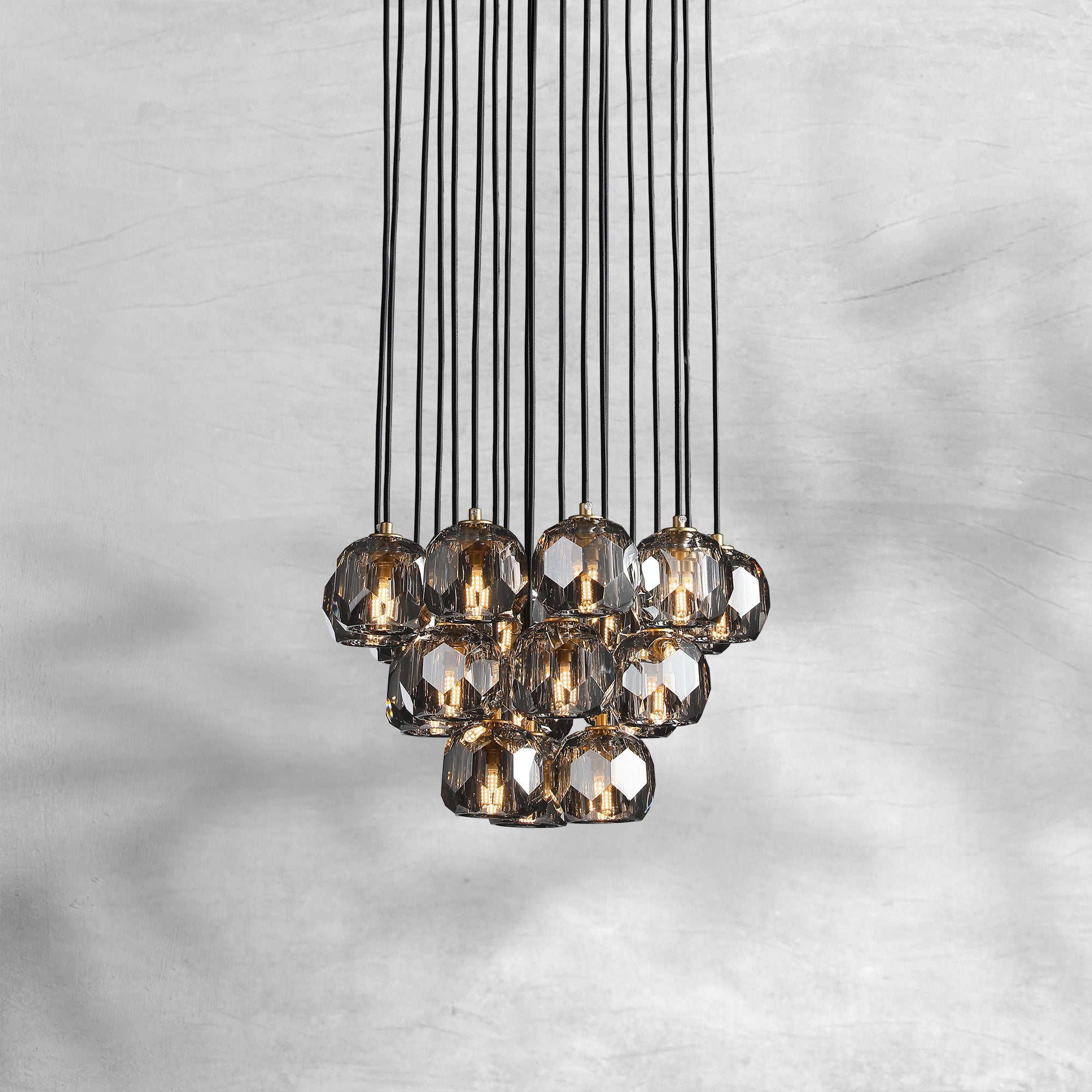 Bille De Crystal Cluster Round Chandelier 14"19"24"30"40"