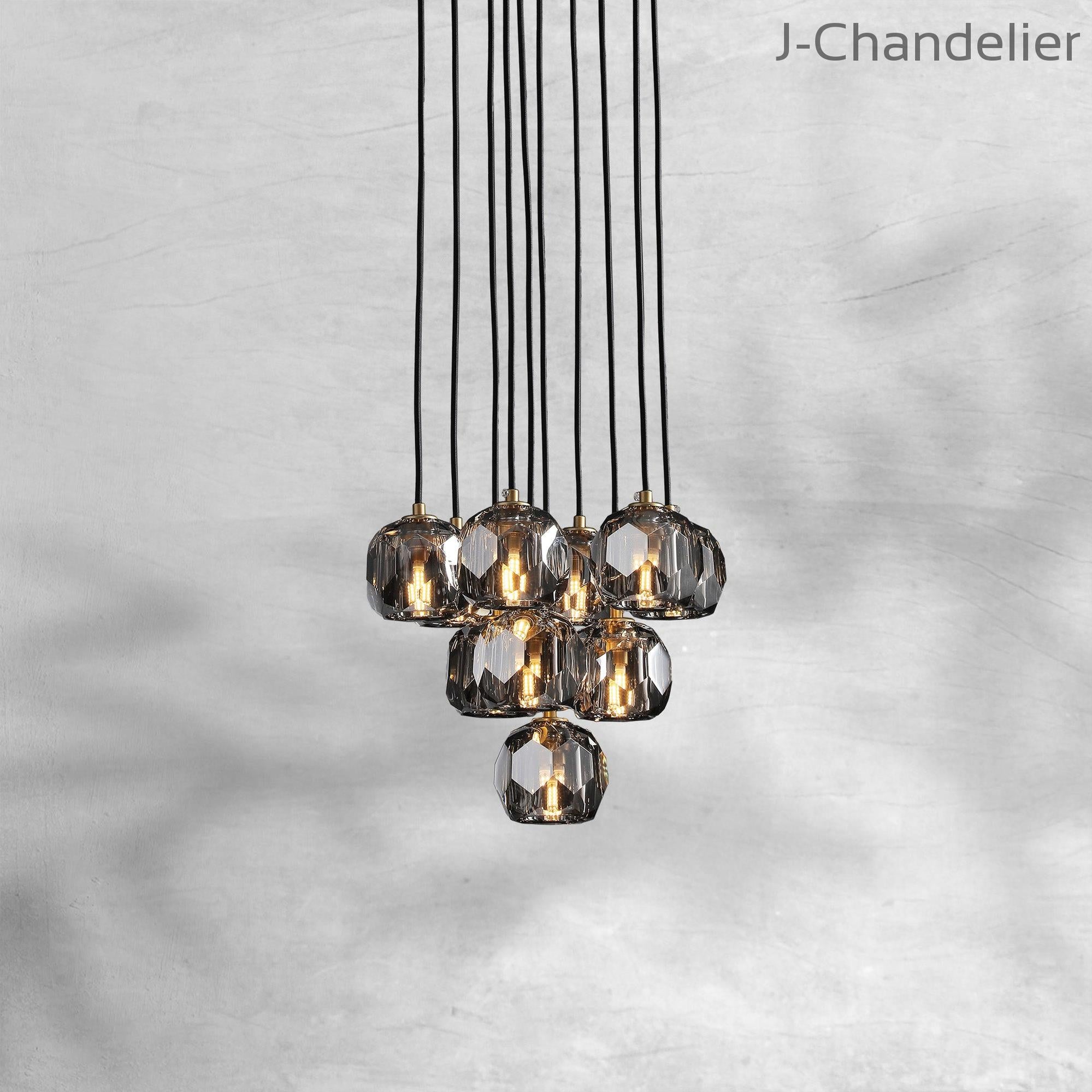 Bille De Crystal Cluster Round Chandelier 14"19"24"30"40"