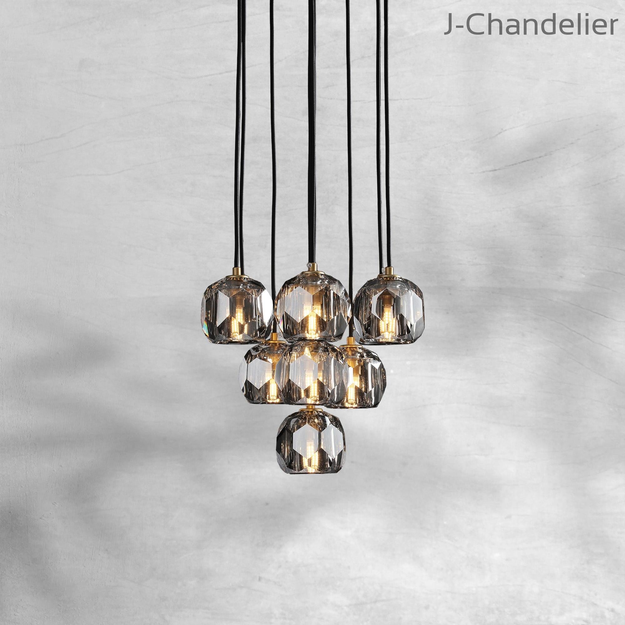 Bille De Crystal Cluster Round Chandelier 14"19"24"30"40"