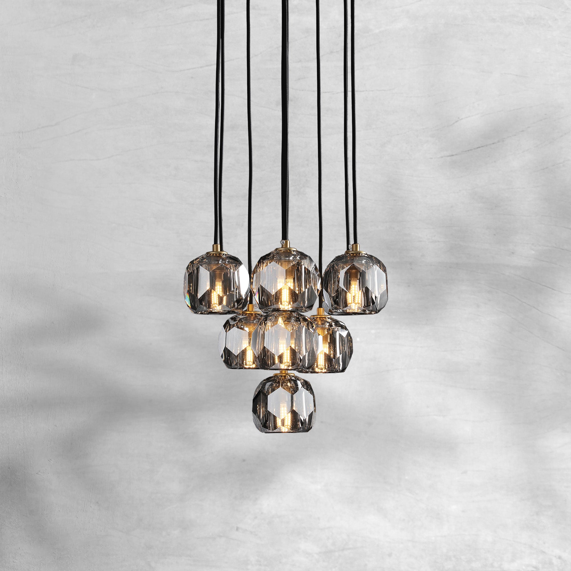 Bille De Crystal Cluster Round Chandelier 14"19"24"30"40"
