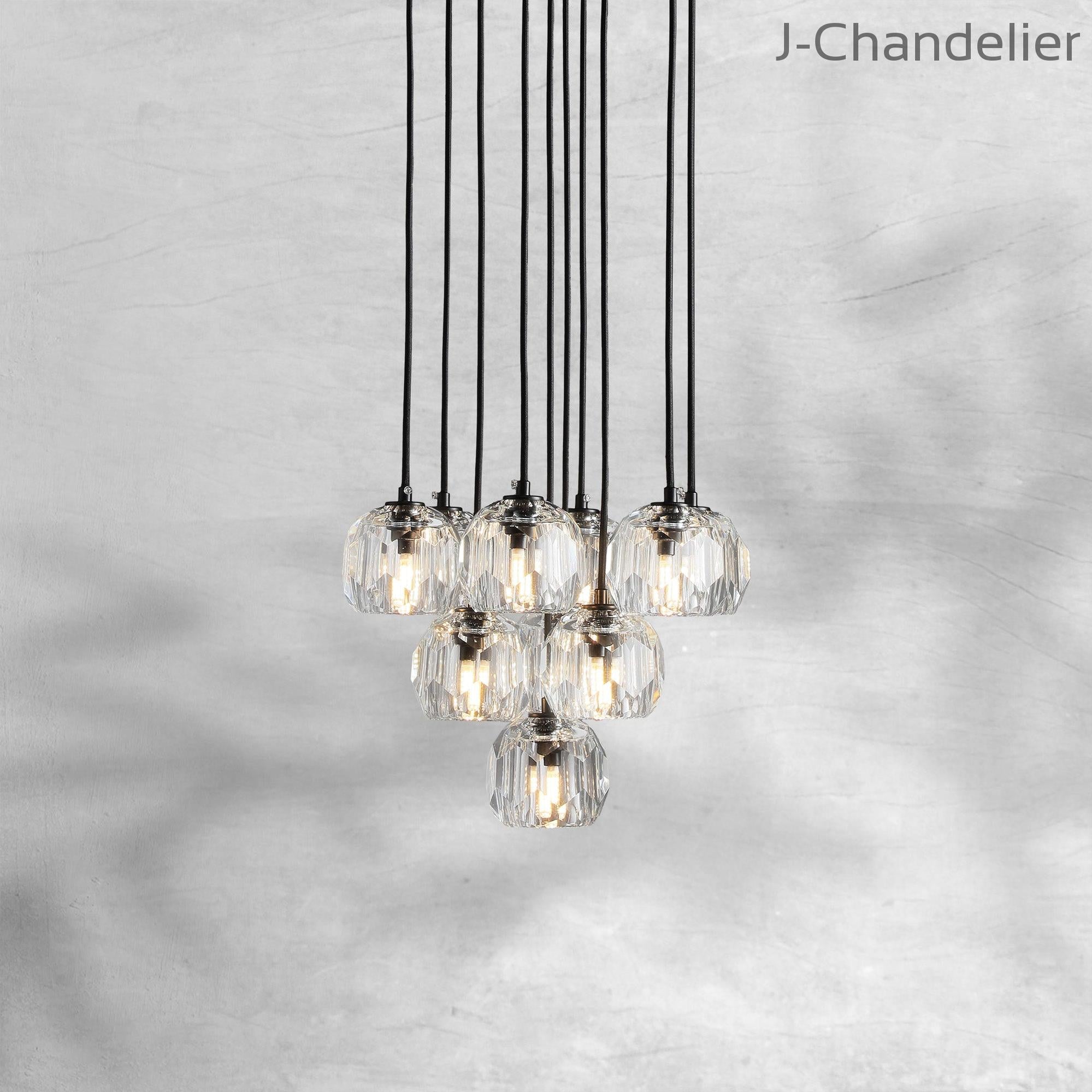 Bille De Crystal Cluster Round Chandelier 14"19"24"30"40"