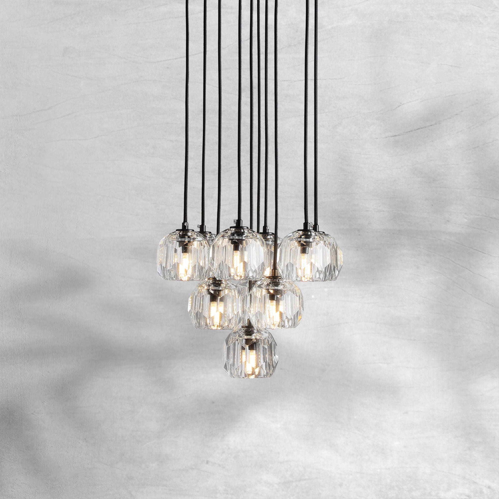 Bille De Crystal Cluster Round Chandelier 14"19"24"30"40"