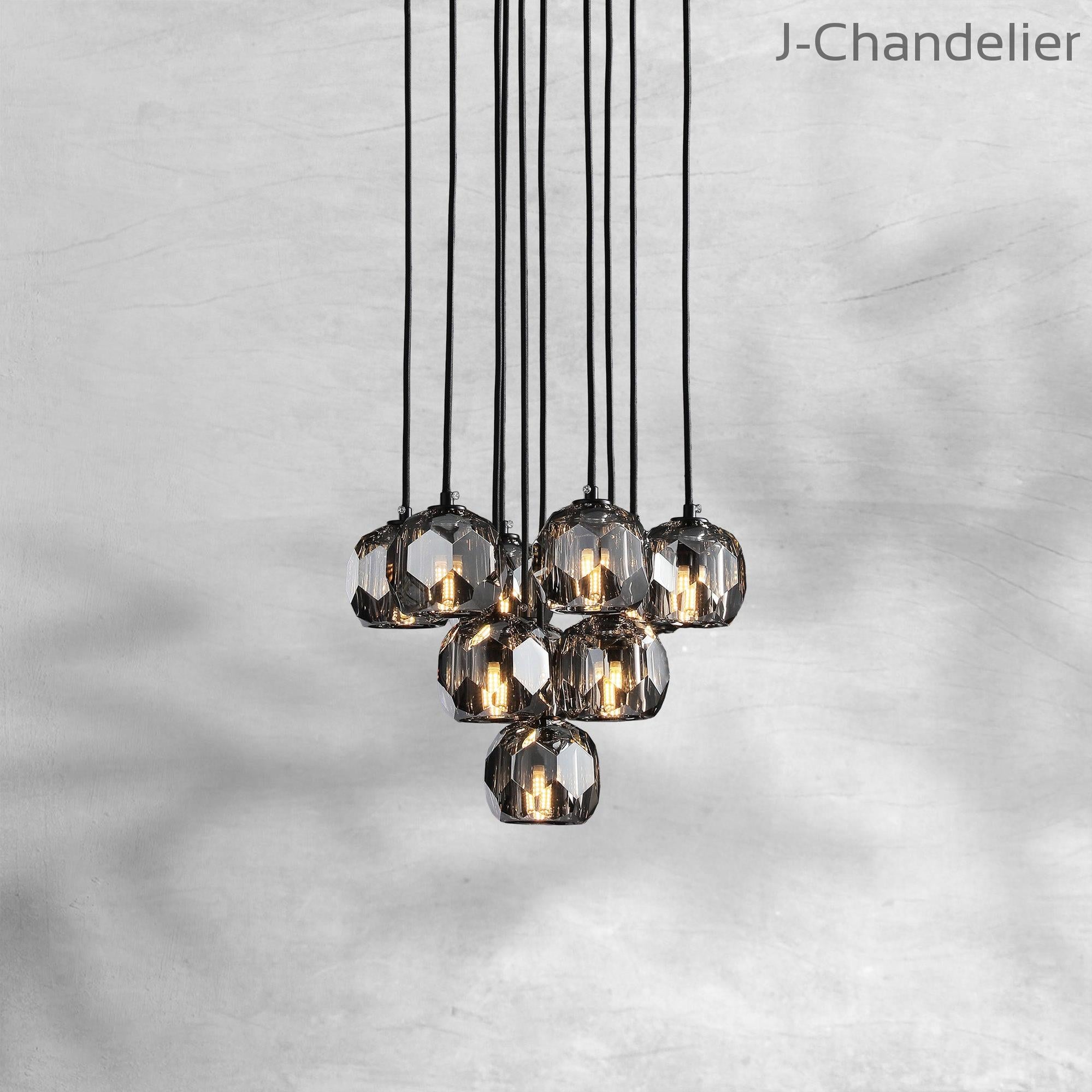 Bille De Crystal Cluster Round Chandelier 14"19"24"30"40"