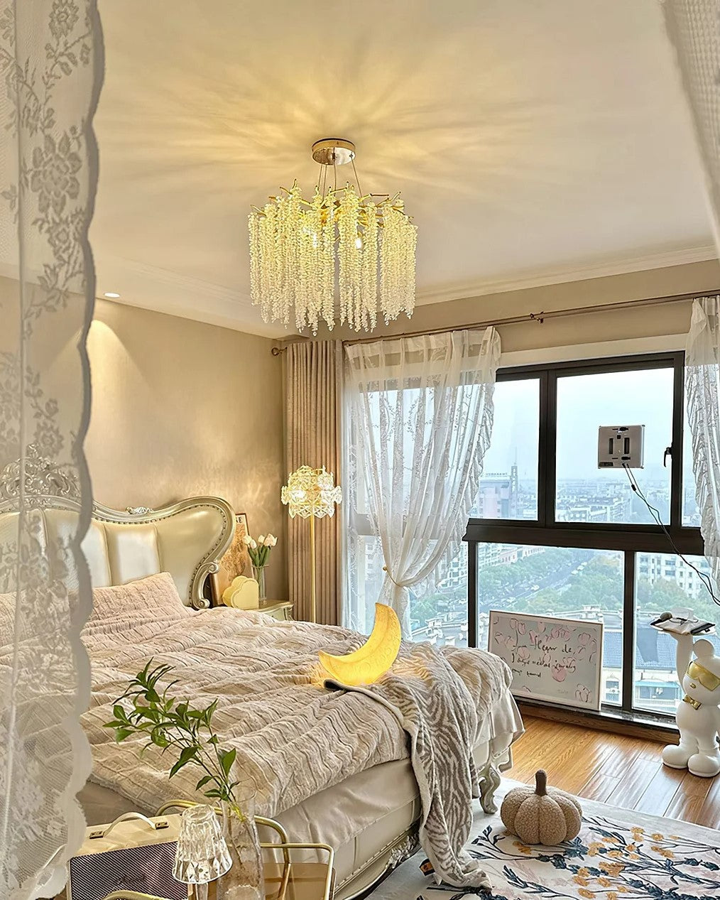 Elegant Crystal Icicle Chandelier in Branch Style for Dining Table Use