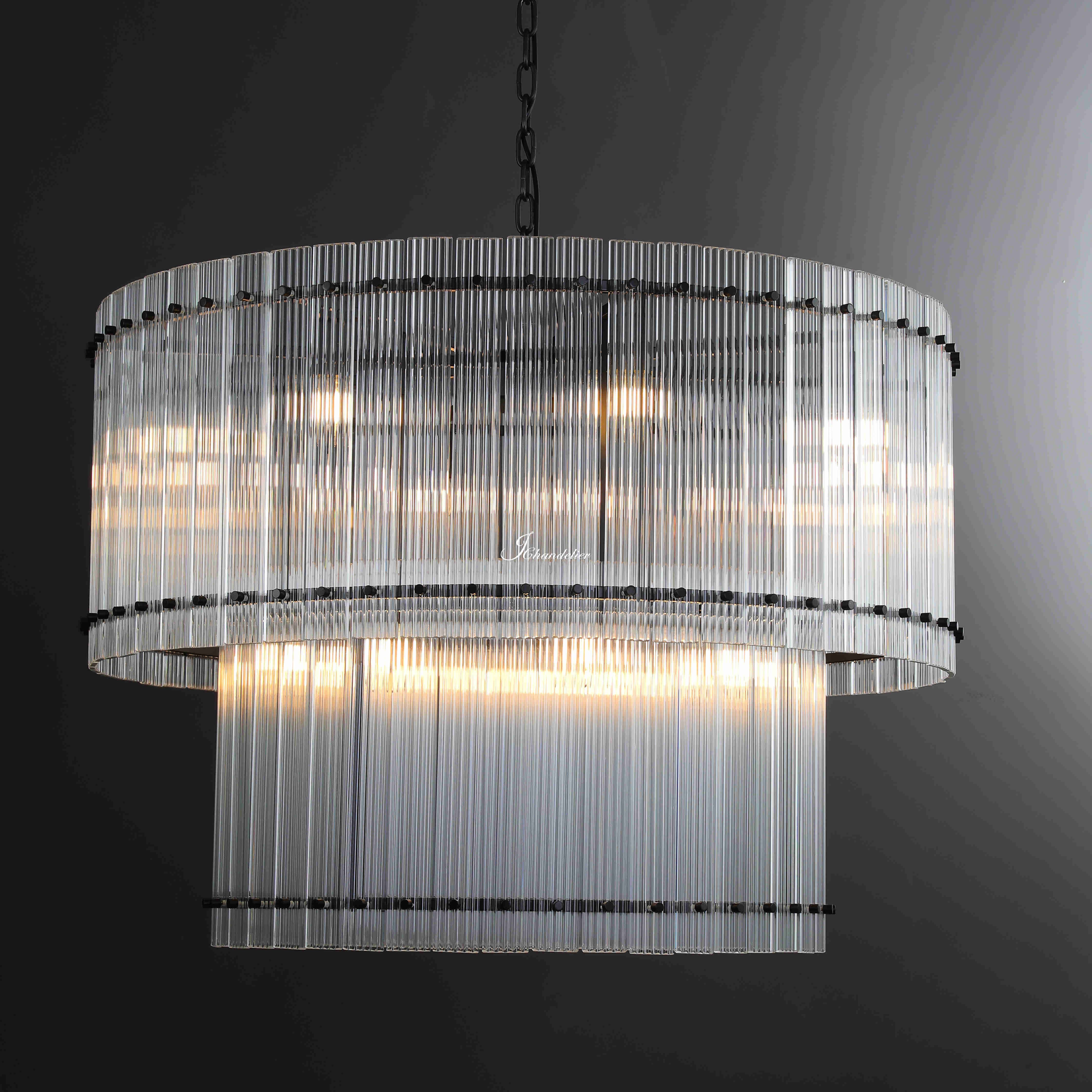 Sun Marcus 2-Tier Glass Round Chandelier 48"