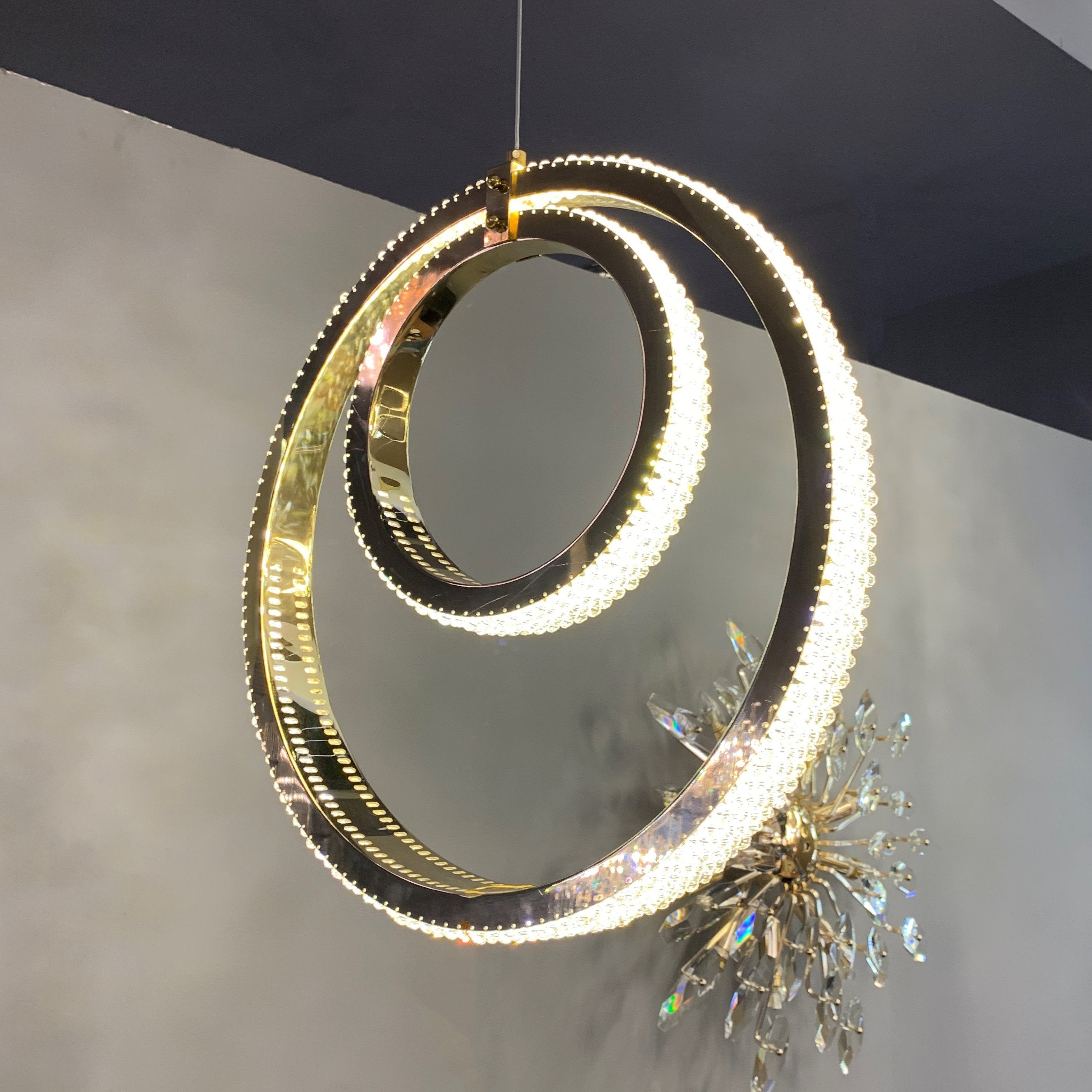 JC Anna Crystal Rings Foyer Pendant Chandelier