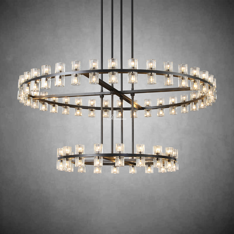 Arcachen Crystal Round 2-Tier Chandelier 60"