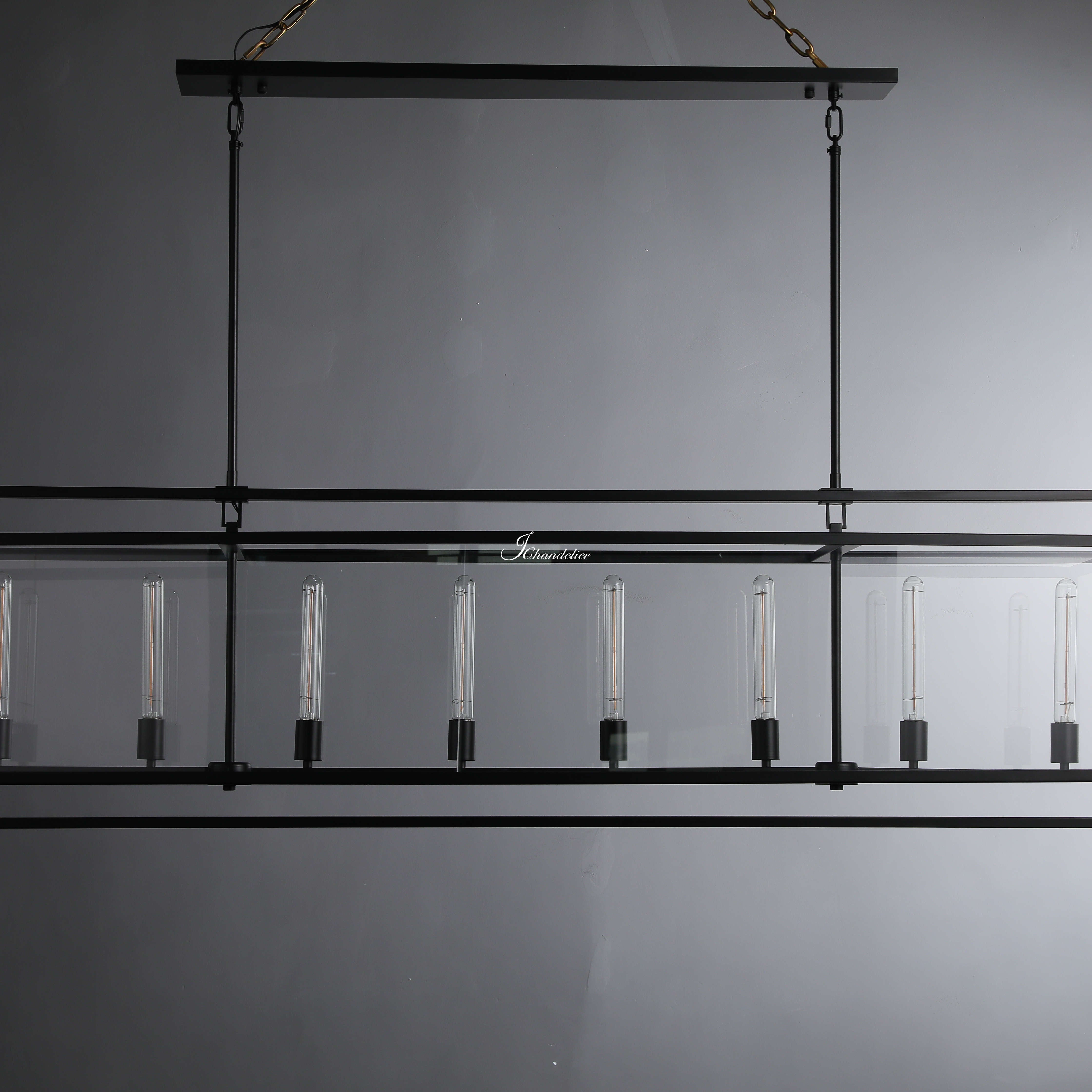 Baker Glass Lantern Rectangular Chandelier 72"