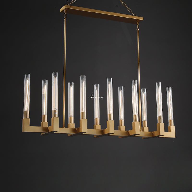 Cannel Glass Linear Chandelier 55"