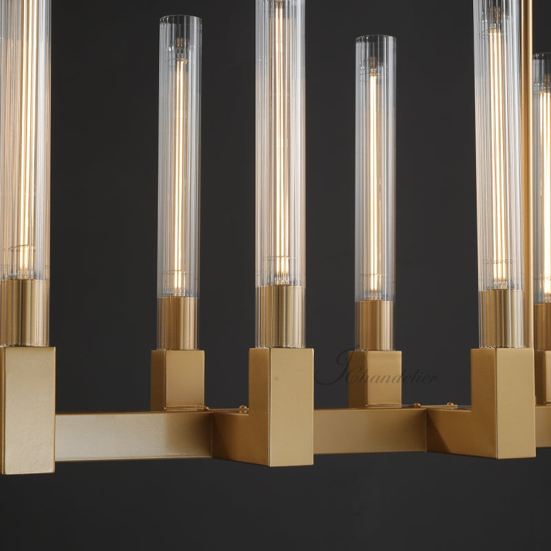 Cannel Glass Linear Chandelier 55"