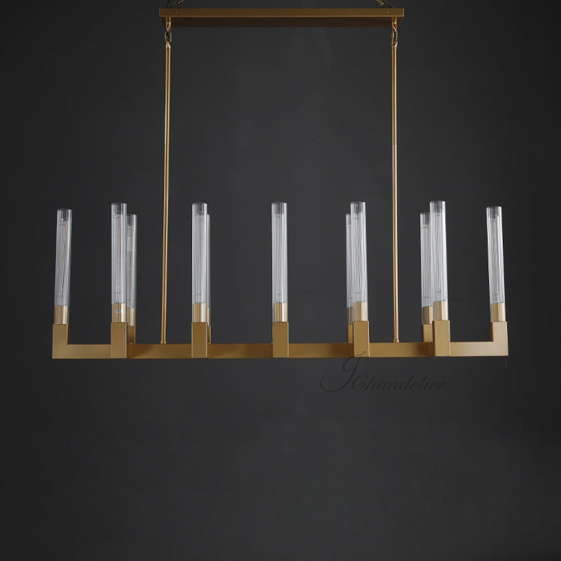 Cannel Glass Linear Chandelier 55"