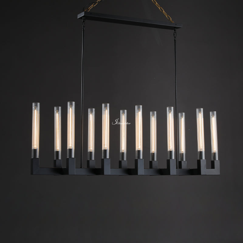 Cannel Glass Linear Chandelier 55"