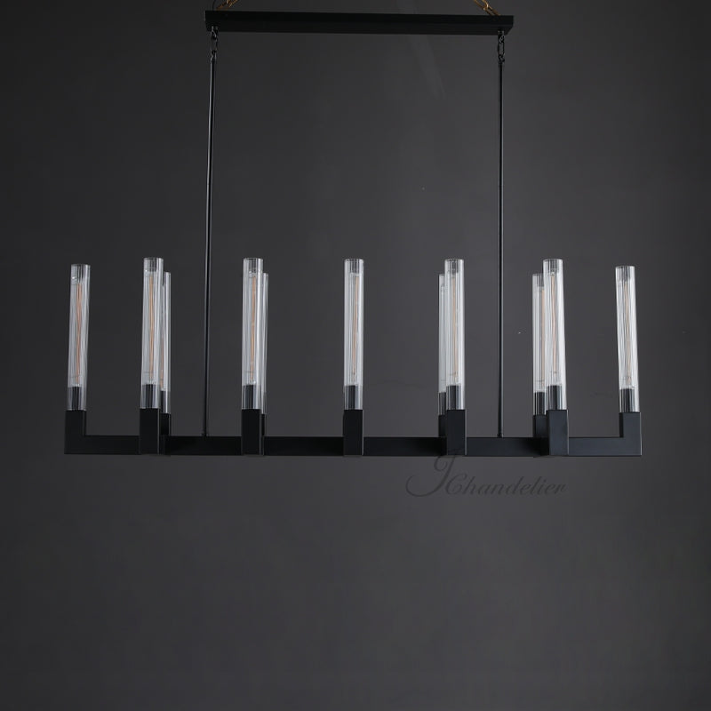 Cannel Glass Linear Chandelier 55"